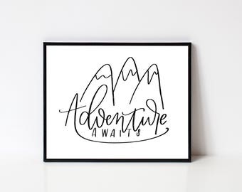Adventure Awaits printable wall art - instant download