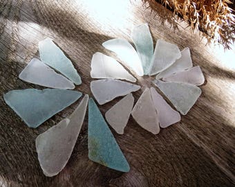 White sea glass blue sea glass triangle seaglass for beach glass necklace sea glass pendant sea glass beads wedding center pieces for tables