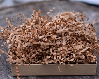Shredded Paper - 8 oz Kraft Brown Recycled Paper Shred - Krinkle Cut Gift Paper Filler - Fragile Packing Material - Jewelry Box Pakcaging