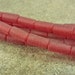 Cherry Red Cultured Sea Glass Tube 9x4mm 24pc 8" Strand Frosted Glass