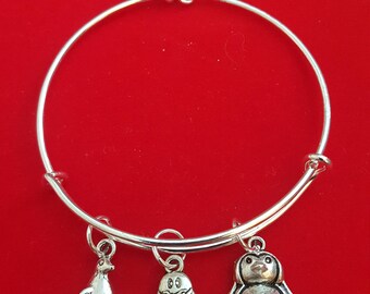 Silver Penguin Themed Charm Bracelet