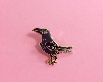 SECONDS black raven hard enamel pin 38mm