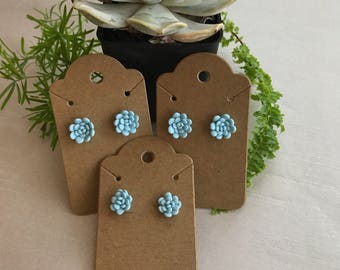 Teal Succulent Earrings - Polymer Clay - Polymer Clay Succulent Earrings