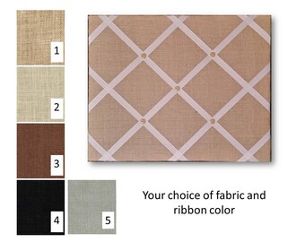 Burlap French Memo Board 11 x 14 - Bulletin Board - Memory Board, Fabric Board, Burlap Memo board, Ribbon board, Wedding Memory board