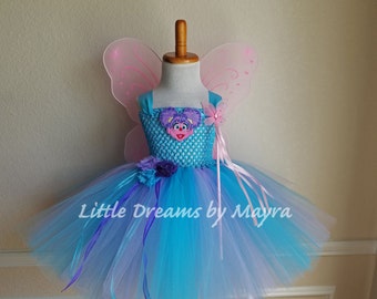 Abby Cadabby inspired tutu dress wings, wand and hairlip, Abby Cadabby birthday party inspired outfit size nb to 14years, small adult tutu