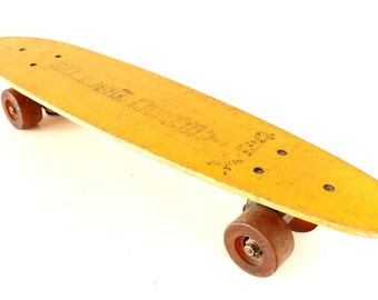 Vintage Roller Derby X24 Skate Board in Yellow, Wood Skateboard (c.1970s) - Collectible, Unique Shelf, Retro Toy Collectible