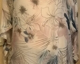 Printed silk and lace tunic