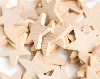 25 Wood Stars | DIY Christmas Ornaments | Unfinished Wood Star| Wood Star Cut Outs|Box 22