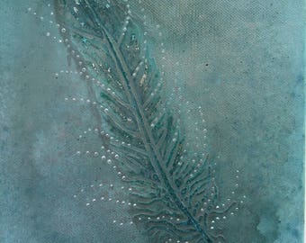 Feather Canvas Pale Turquoise