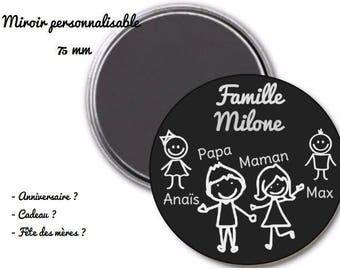 Custom 75 mm Pocket mirror and pouch - family