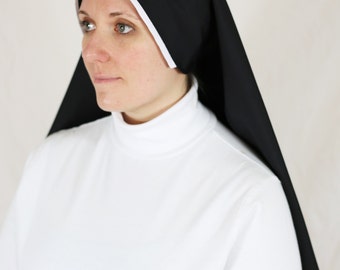 Black Veil with White Trim Catholic Nun Nuns Habit