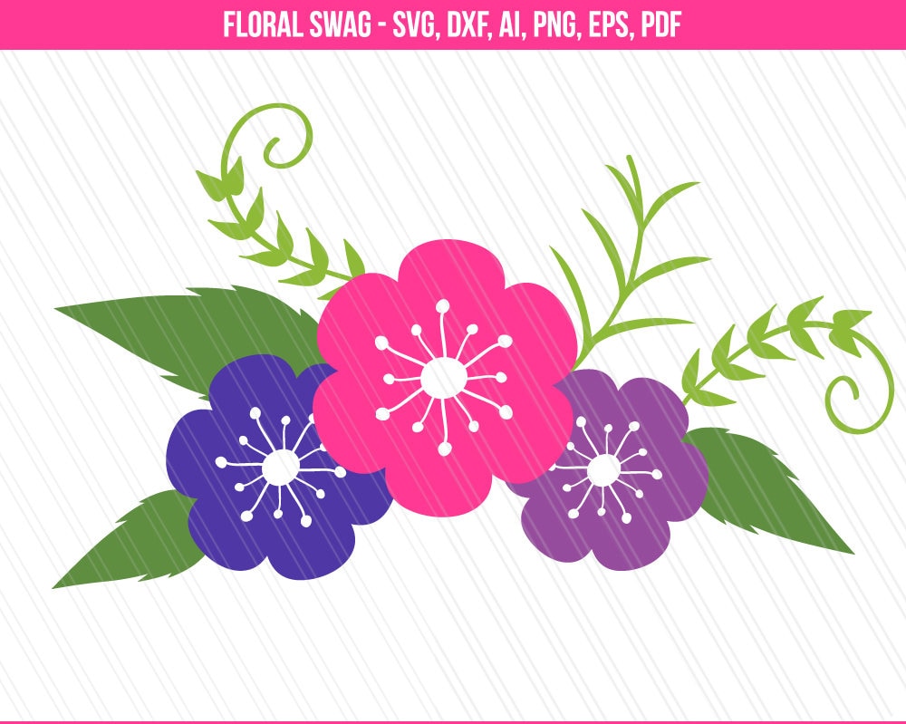 Download Floral swag svg cutting files Flower svg dxf Garland svg