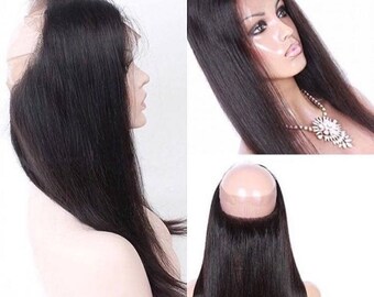 Peruvian Virgin Hair 360 LACE FRONTAL 18" & 20" Available Natural Colour 1b-2