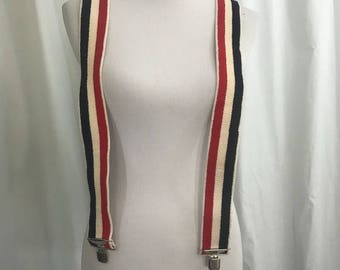 Vintage 1960s Patriotic Red White Blue Elastic Suspenders