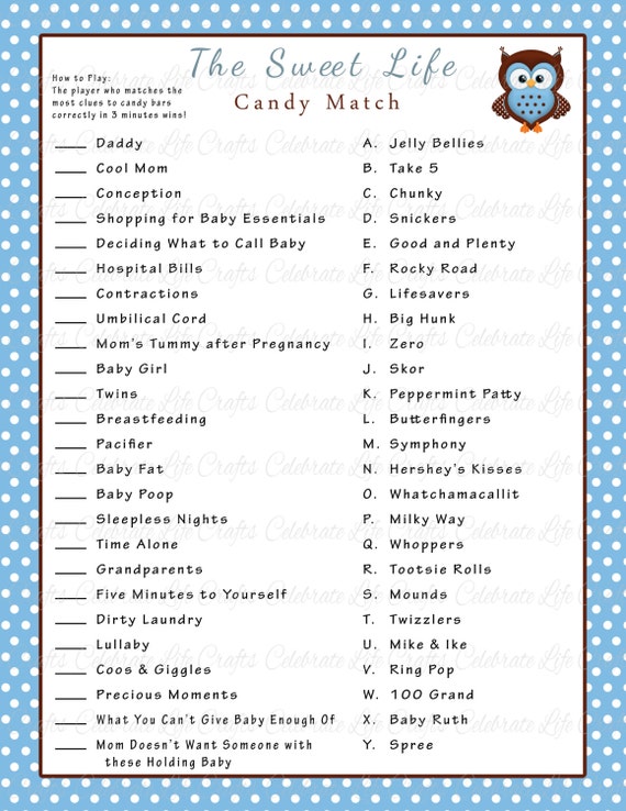 gender worksheet animal Candy Baby Life Baby Bar Game Shower Sweet Printable Match gender worksheet animal Candy Baby Life Baby Bar Game Shower Sweet Printable Match