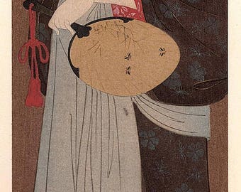 1906, Japanese antique woodblock print, Hosoda Eishi, from Ukiyoe-ha-gashu.