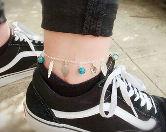 Blue and silver ankle bracelet