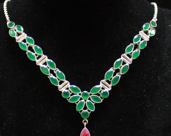 Emerald & Ruby Necklace 925