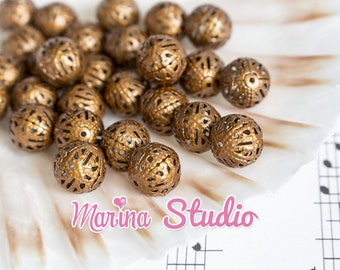 10 pearls 10mm copper dentelees10mm (t01)