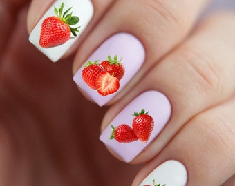 Nail Art Stickers Water Slide Decals Labels Tattoos Trendy Fashion Popular Style Strawberry Fruit Santa Marry Christmas New Year 2017 2018