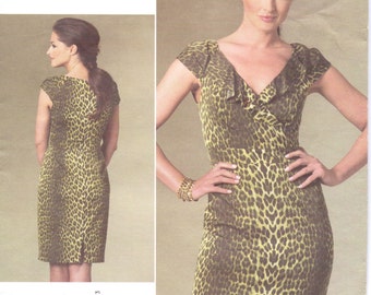 Kay Unger Womens Fitted Wiggle Dress OOP Vogue Sewing Pattern V1206 Size 14 16 18 20 Bust 36 38 40 42 Uncut Vogue American Designer