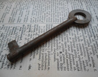 Big old metal skeleton key, jewelry supplies, rustic home decor