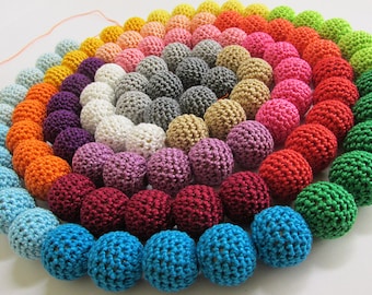 Crocheted beads, 20mm, handmade, 15 pc., round, choose your colours
