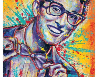 12x18" Art Print Poster - Buddy Holly - Rave On - 1950s 1960s music retro vintage