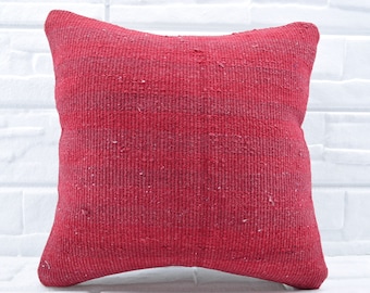 red kilim pillow decorative kilim pillow 18x18 turkish kilim pillow throw pillow bedrrom pillow pillow cover anatolian kilim pillow No 789