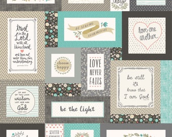1 Panel Heart and Soul by Deena Rutter and Seek Good Works for Riley Blake Designs - PD6705 Gray Heart Panel - Measures 56" x 67"