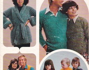 ON SALE Patons Knitting Pattern Family Cottage Knit Vintage 1970's No 473