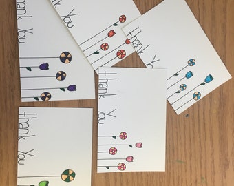 Thank you flower postcards