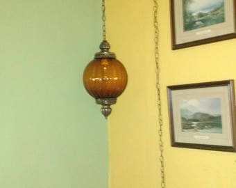 Golden Amber Swag Lamp