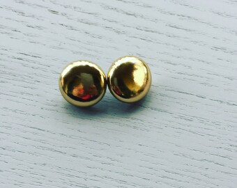 Gold faux leather earrings