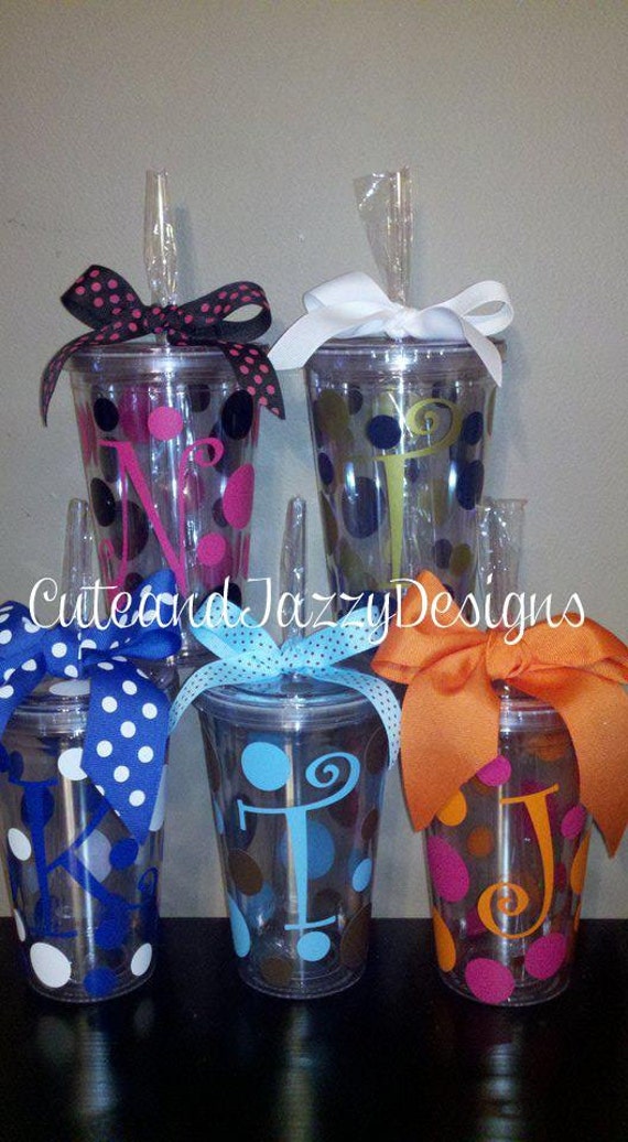 Set of 5 Personalized 16 oz Acrylic BPA Free Tumblers w/