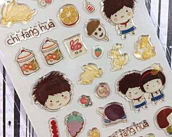 Kawaii sticker sheet - kawaii epoxy sticker sheet
