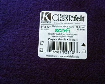 Felt - Purple - Kunin Eco Rainbow Classic Felt Made from Recycled Plastic Bottles Eco-Fi Eco Friendly Recycled Polyester