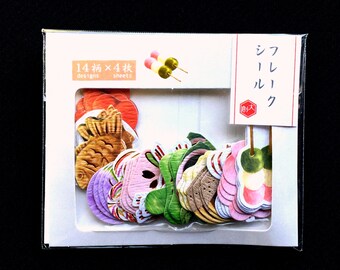 Sweets Stickers - Japanese Stickers - Chiyogami Paper Stickers - Sticker Flakes - Wagashi Japanese Traditional Sweets (S268)