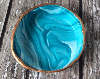 Turquoise Clay Dish, Ring Holder, Ring Dish, Desk Organizer, Desk Tidier, Jewelry Dish, Boho Dish, Trinket Dish,Bridal Shower Gift,Boho,OOAK