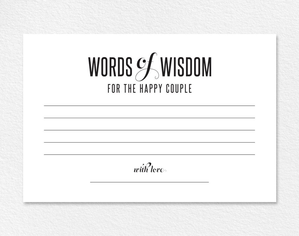 words of wisdom card wedding advice card advice printable