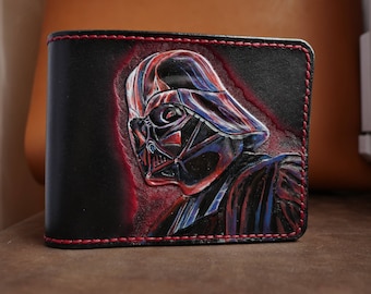Darth Vader's handmade leather wallet from Star Wars universal