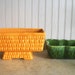 Vintage Mid Century Planters/ Yellow and Green