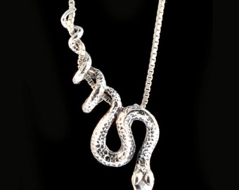Snake Necklace Silver Snake Pendant Snake Jewelry Serpent Necklace Serpent Pendant Serpent Jewelry Python Pendant Medusa Statement Necklace