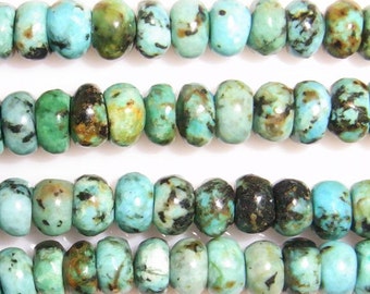 African Turquoise Beads Genuine Natural 4mm Rondelle - 7314 15''L 38cm Loose Beads Semiprecious Gemstone Bead Supply