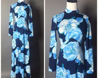 Vintage 70s dress / 1970s dress / floral dress / Maxi dress / hippie dress 7016
