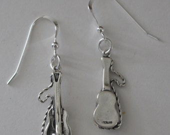 Earrings - Sterling 3D GUITAR - Music, Musical Instrument, Arts, Musician
