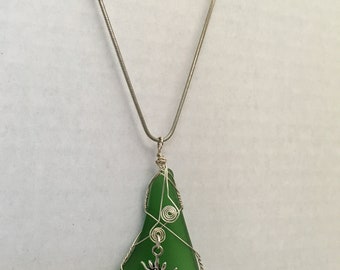 Summer - Tumbled Mountain Glass on Sterling Silver chain