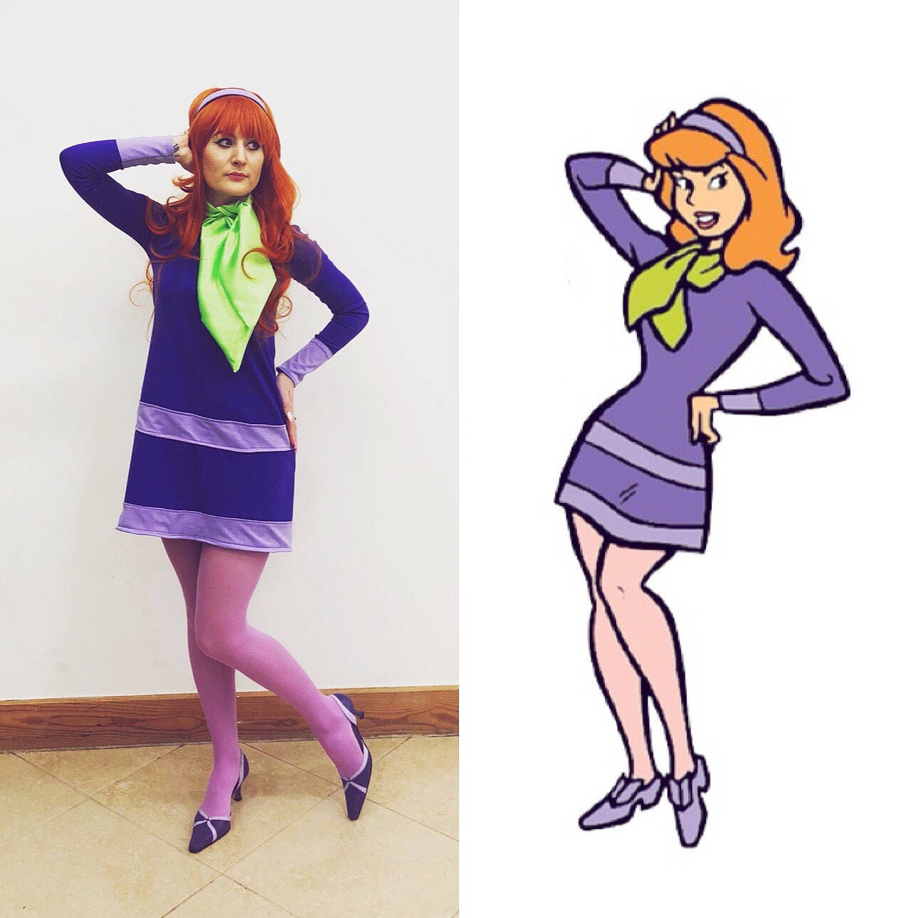 Scooby Doo cosplay Daphne Mystery inc. costume dress &amp; scarf