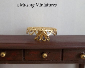 Gold Filigree Metal Cake Stand in 1:12 Scale for Dollhouse Miniature Bakery Buffet
