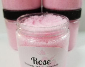 Rose Natural Exfoliating Sugar Scrub 4oz jar